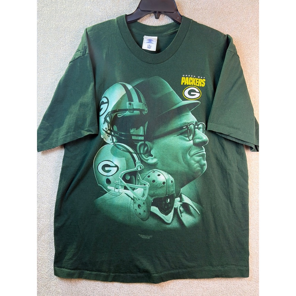 Vtg Pro Player Green Bay Packers Men T Shirt XL Vince Lombardi 90s Single Stitch - Picture 2 of 7
